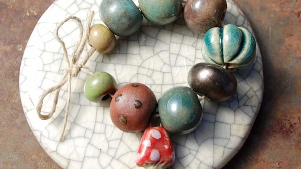 Forest Find / Ceramic Charm and Bead Set