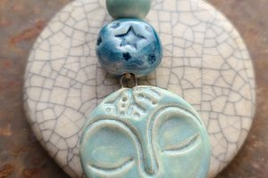 Winter Moon / Ceramic Pendant and Bead Set
