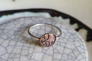 Mini Moon / Copper and Sterling Silver Ring Size 9 1/4