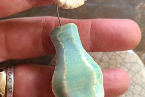 Matilija Poppy Blue Vase / Ceramic Mini Vase & Flower