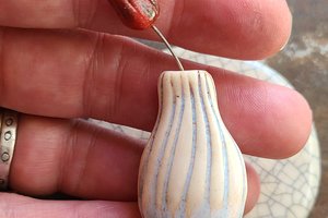 Tulip and Stripes / Ceramic Mini Vase & Flower