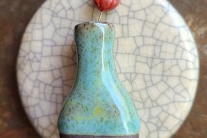 Deep Blue with Tulip / Ceramic Mini Vase & Flower