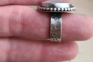 Pink Moon / Rose Quartz and Sterling Silver Adjustable Ring
