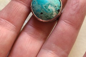 Starry Skies / Turquoise and Sterling Ring Adjustable
