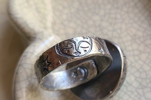 Starry Skies / Turquoise and Sterling Ring Adjustable
