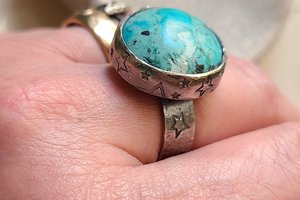 Starry Skies / Turquoise and Sterling Ring Adjustable