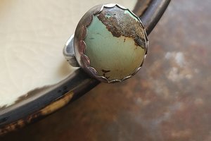 Mountain and River / Turquoise and Sterling Ring Size 8