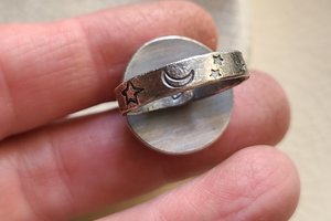 Mountain and River / Turquoise and Sterling Ring Size 8