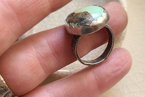 Mountain and River / Turquoise and Sterling Ring Size 8