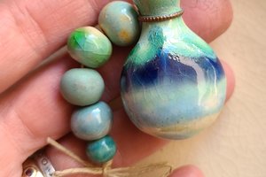 In the Water / Ceramic Pendant and Bead Set