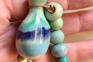 In the Water / Ceramic Pendant and Bead Set