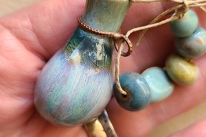 Waterfall / Ceramic Pendant and Bead Set