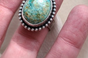 Sky Dancing / Turquoise and Sterling Ring Adjustable
