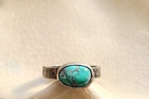 Butterfly Blue / Turquoise and Sterling Ring Adjustable