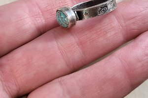 Butterfly Blue / Turquoise and Sterling Ring Adjustable