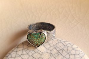Reserved for Janet / Love Wins / Turquoise Heart and Sterling Ring Adjustable