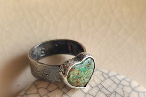 Reserved for Janet / Love Wins / Turquoise Heart and Sterling Ring Adjustable