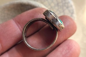 Reserved for Janet / Sweetheart / Turquoise Heart and Sterling Ring Adjustable
