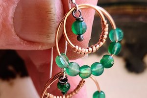 Reserved for Becky S. / Spring / Copper & Green Onyx Earrings