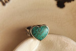 Heart Shaped World/ Sterling Silver and Turquoise Ring