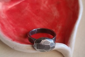 Gem / Adjustable Silver Ring