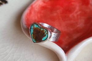 Reserved for Julie V / Love World / Adjustable Turquoise & Silver Ring
