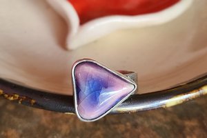 Purple Heart / Adjustable Ceramic & Silver Ring