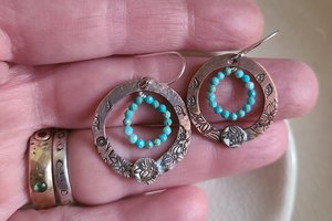 Spring Dream / Copper, Turquoise and Sterling Silver Earrings