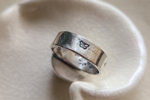 Secret Garden / Purple Ceramic & Silver Ring