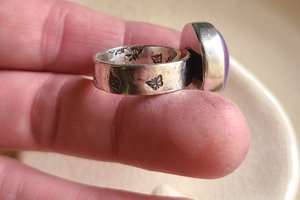 Secret Garden / Purple Ceramic & Silver Ring