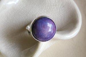 Secret Garden / Purple Ceramic & Silver Ring