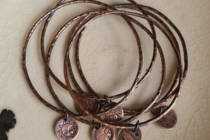 Copper Charm Bangle / Copper Bracelet