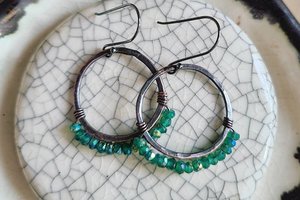 Secret Garden / Copper and Green Onyx Earrings