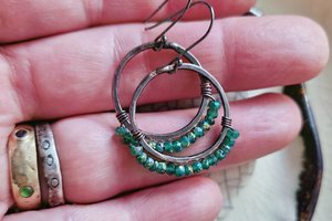 Secret Garden / Copper and Green Onyx Earrings