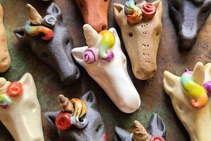 Rainbow Unicorn / Ceramic Pendant Made When Ordered