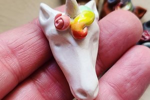 Rainbow Unicorn / Ceramic Pendant Made When Ordered