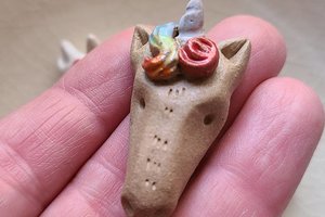 Rainbow Unicorn / Ceramic Pendant Made When Ordered