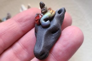 Rainbow Unicorn / Ceramic Pendant Made When Ordered