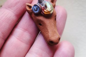 Rainbow Unicorn / Ceramic Pendant Made When Ordered