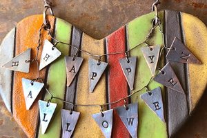 Reserved for Janet C./ Happy Halloween Mixed Media Ornament