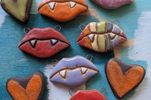 Vampire Kiss / Ceramic Pendant Made To Order