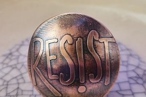 Reserved for Pamela K. / Resist / Copper and Sterling Ring Size 8.5