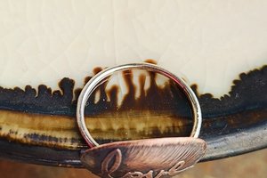 Love / Etched Copper Sterling Silver Ring