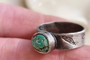 Blue Monday / Turquoise and Sterling Ring Adjustable
