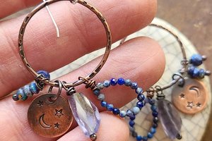 Midnight / Copper And Gemstone Earrings