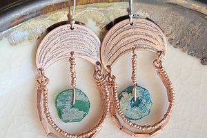 Roman Goddess / Copper & Roman Glass Earrings