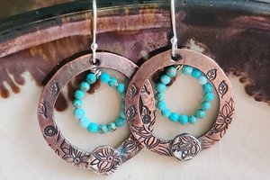 Spring Dream / Copper, Turquoise and Sterling Silver Earrings