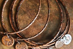 Copper Charm Bangle / Copper Bracelet