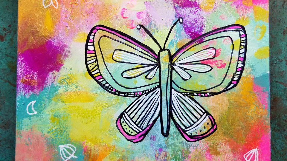 Butterfly Migration #2 / Mixed Media Painting