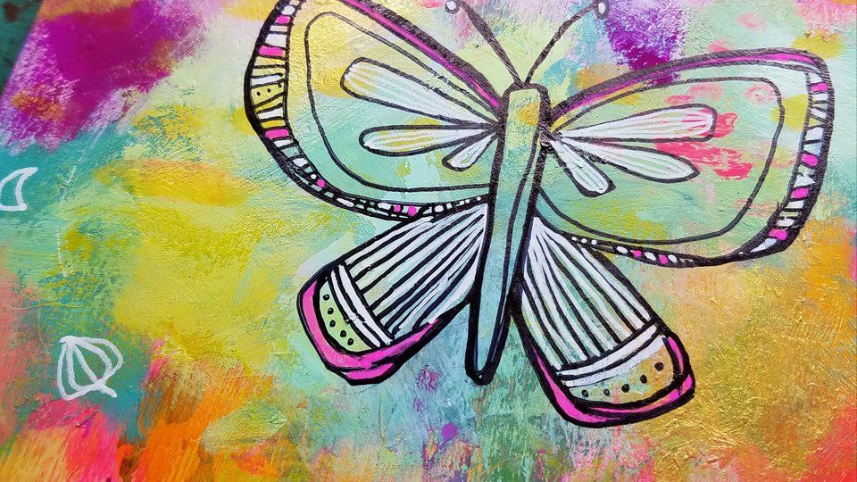 Butterfly Migration #2 / Mixed Media Painting